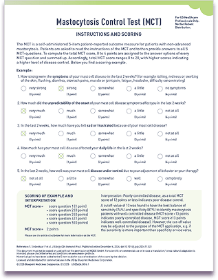 Mastocytosis control test (MCT) instructions and scoring download